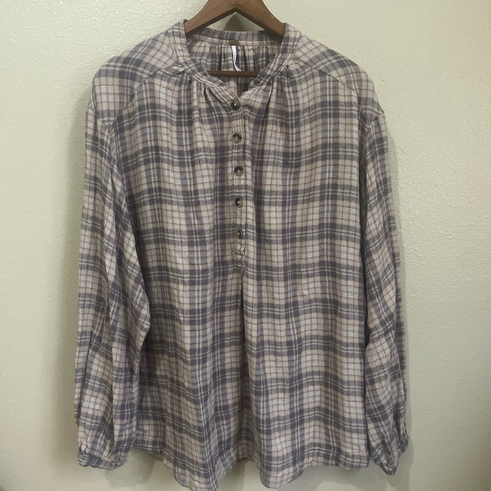 Free People Northern Bound Plaid Women’s Large Shirt
